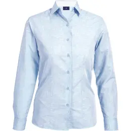 Ladies Berlin Blouse Long Sleeve Sky-White